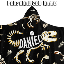 Load image into Gallery viewer, Personalized Name-O-Saurus Hooded Blanket