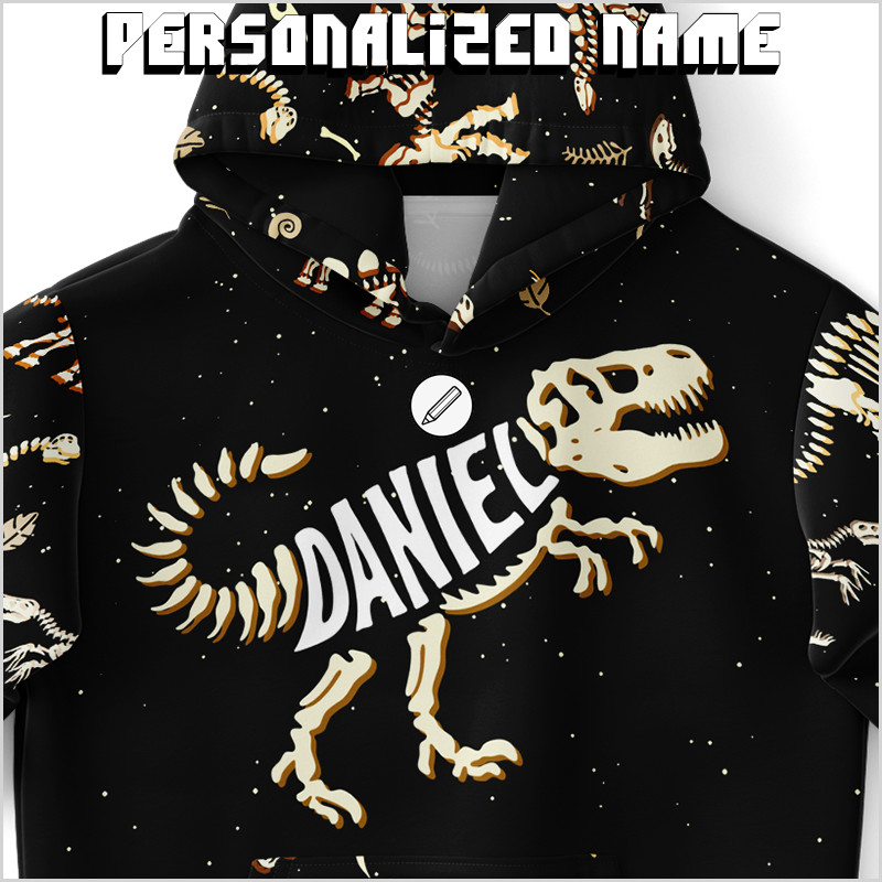 Subliminator Personalized Name O Saurus Youth Hoodie L
