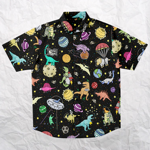 Personalized Interstellar Dinos Button-Up Shirt