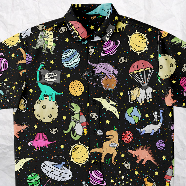 Personalized Interstellar Dinos Button-Up Shirt
