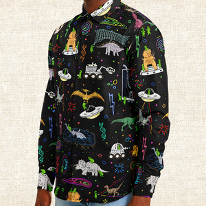 Personalized Dinogeddon Long Sleeve Button Shirt