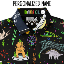 Load image into Gallery viewer, Personalized Dinogeddon Long Sleeve Button Shirt