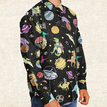 Load image into Gallery viewer, Personalized Interstellar Dinos Long Sleeve Button Shirt