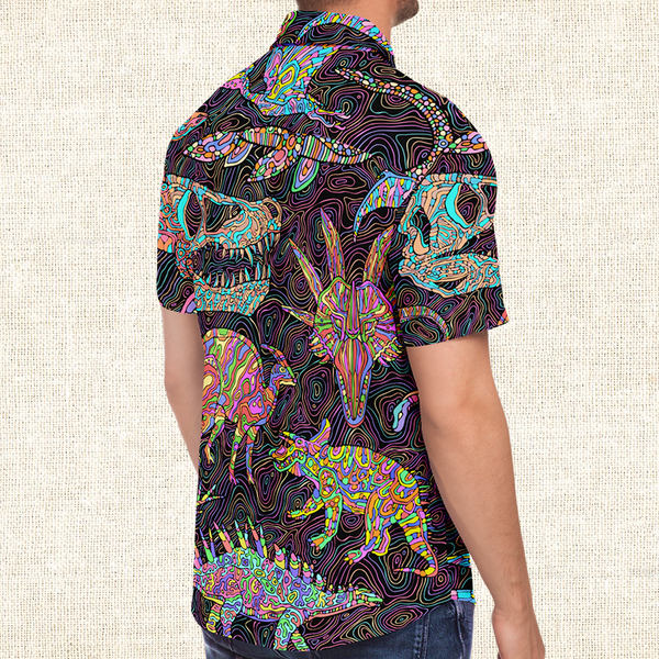 Personalized Trippy Dinos Button-Up Shirt