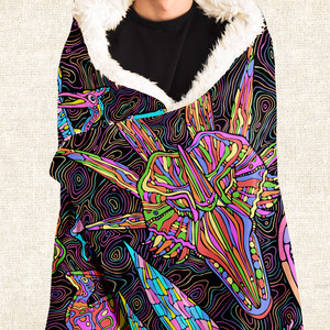 Personalized Trippy Dinos Hooded Blanket
