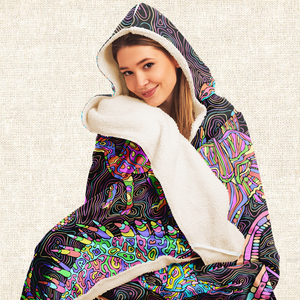 Personalized Trippy Dinos Hooded Blanket