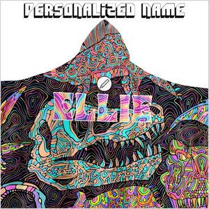 Personalized Trippy Dinos Hooded Blanket