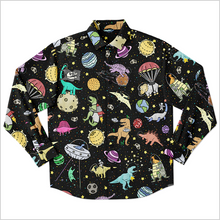 Load image into Gallery viewer, Personalized Interstellar Dinos Long Sleeve Button Shirt