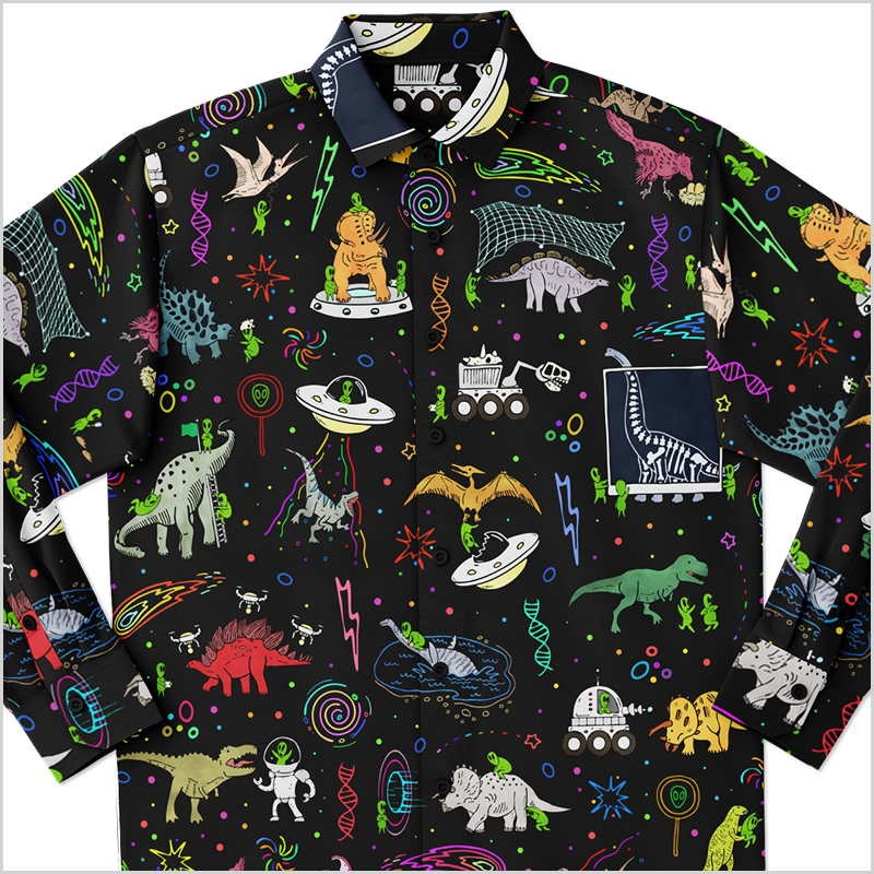 Personalized Dinogeddon Long Sleeve Button Shirt