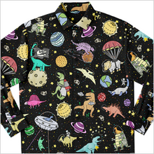 Load image into Gallery viewer, Personalized Interstellar Dinos Long Sleeve Button Shirt