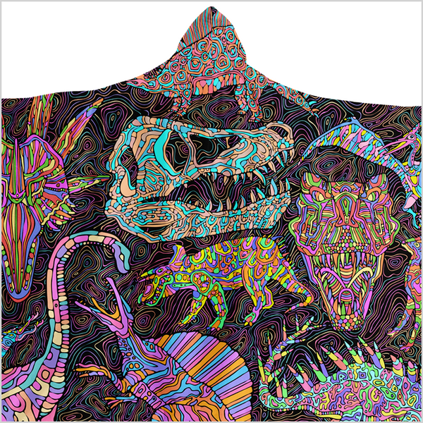 Personalized Trippy Dinos Hooded Blanket