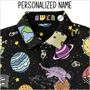 Personalized Interstellar Dinos Long Sleeve Button Shirt