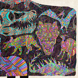 Personalized Trippy Dinos Hooded Blanket