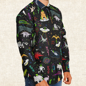 Personalized Dinogeddon Long Sleeve Button Shirt