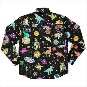 Personalized Interstellar Dinos Long Sleeve Button Shirt