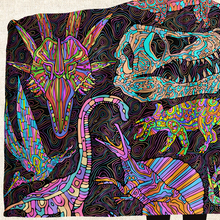 Load image into Gallery viewer, Personalized Trippy Dinos Hooded Blanket