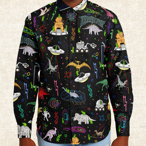 Personalized Dinogeddon Long Sleeve Button Shirt
