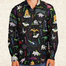 Load image into Gallery viewer, Personalized Dinogeddon Long Sleeve Button Shirt