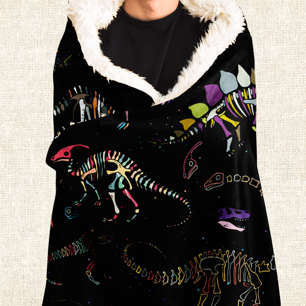 Personalized Fossil Fling Hooded Blanket