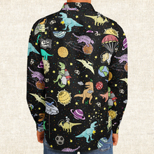 Load image into Gallery viewer, Personalized Interstellar Dinos Long Sleeve Button Shirt