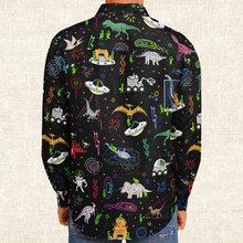 Load image into Gallery viewer, Personalized Dinogeddon Long Sleeve Button Shirt