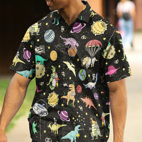 Personalized Interstellar Dinos Button-Up Shirt