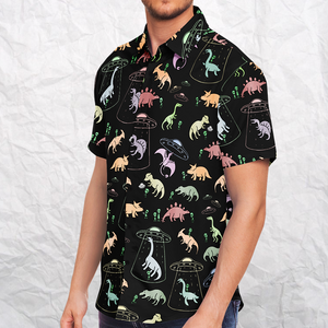 Personalized Dino Abduction Button-Up Shirt
