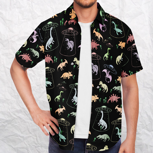 Personalized Dino Abduction Button-Up Shirt