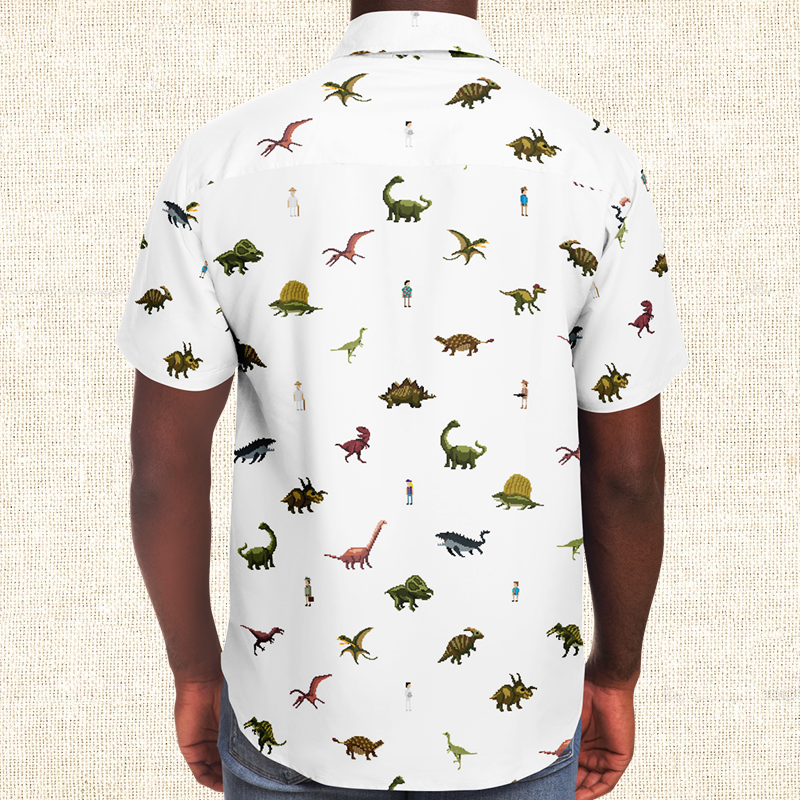 Personalized Jurassic Pixels Button-Up Shirt – Dinostuffs