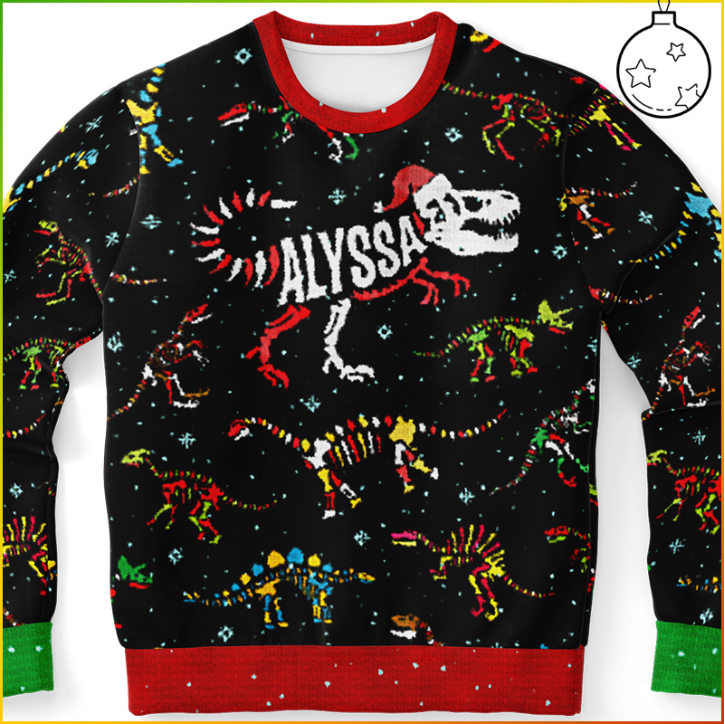 Personalized Jingle Bones Ugly Christmas Sweatshirt (W/ Knit Texture Effect)