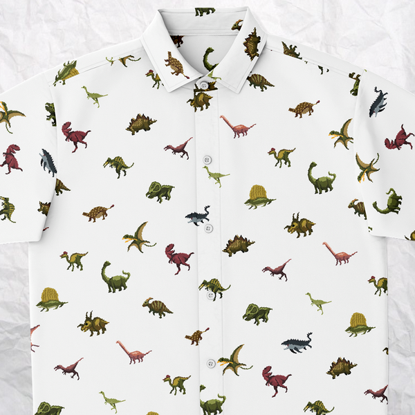 Personalized Pixelsaurs Button-Up Shirt