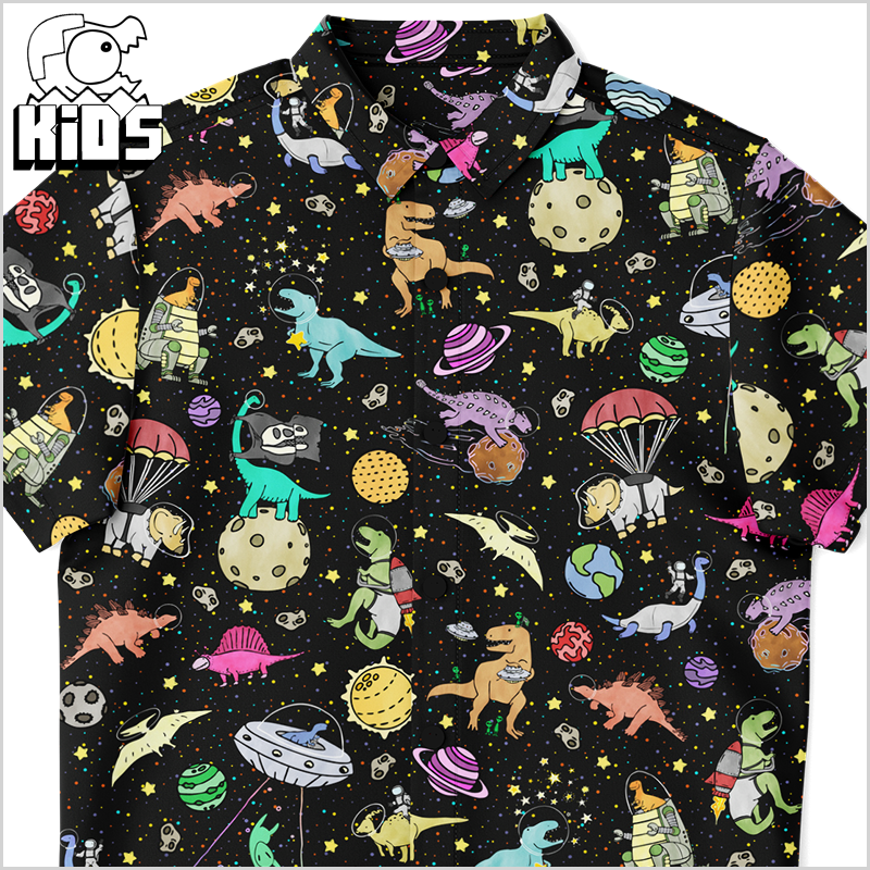 Personalized Interstellar Dinos Youth Button-Up Shirt