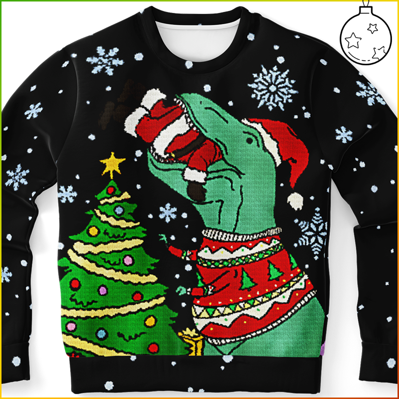 Personalized X-Mas Meal Ugly Christmas Sweatshirt (W/ Knit Texture Effect)