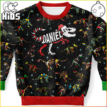 Load image into Gallery viewer, Personalized Jingle Bones Ugly Christmas Youth Sweatshirt (W/ Knit Texture Effect)