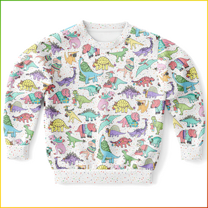 Personalized Jolly Dinos Christmas Youth Sweatshirt