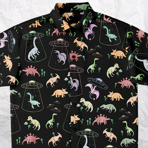Personalized Dino Abduction Button-Up Shirt