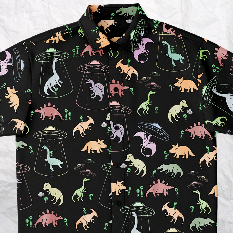 dinosaur print button down
