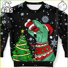 Load image into Gallery viewer, Personalized X-Mas Meal Ugly Christmas Youth Sweatshirt (W/ Knit Texture Effect)