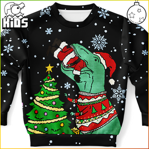 Personalized X-Mas Meal Ugly Christmas Youth Sweatshirt (W/ Knit Texture Effect)