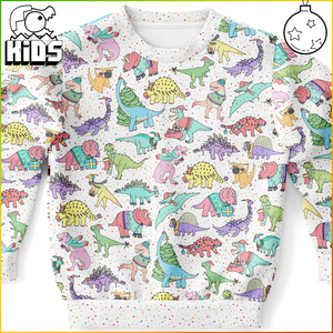 Personalized Jolly Dinos Christmas Youth Sweatshirt