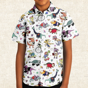 Personalized Dino Swag Youth Button-Up Shirt
