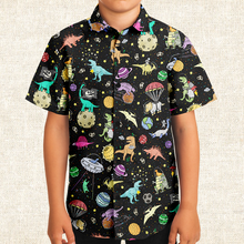 Load image into Gallery viewer, Personalized Interstellar Dinos Youth Button-Up Shirt