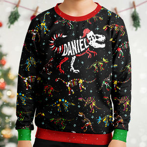 Personalized Jingle Bones Ugly Christmas Youth Sweatshirt (W/ Knit Texture Effect)