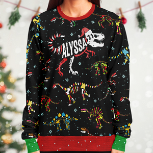 Personalized Jingle Bones Ugly Christmas Sweatshirt (W/ Knit Texture Effect)