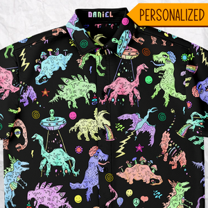 Personalized Dope Dinos Button-Up Shirt