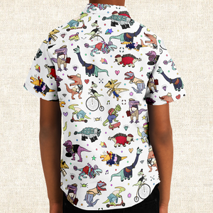 Personalized Dino Swag Youth Button-Up Shirt