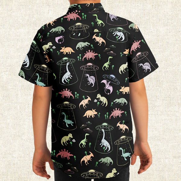 Personalized Dino Abduction Youth Button-Up Shirt