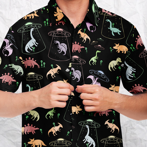 Personalized Dino Abduction Button-Up Shirt