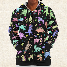 Load image into Gallery viewer, Personalized Dope Dinos Zip-Up Hoodie