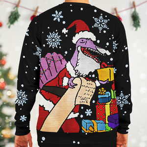 Personalized X-Mas Meal Ugly Christmas Sweatshirt (W/ Knit Texture Effect)